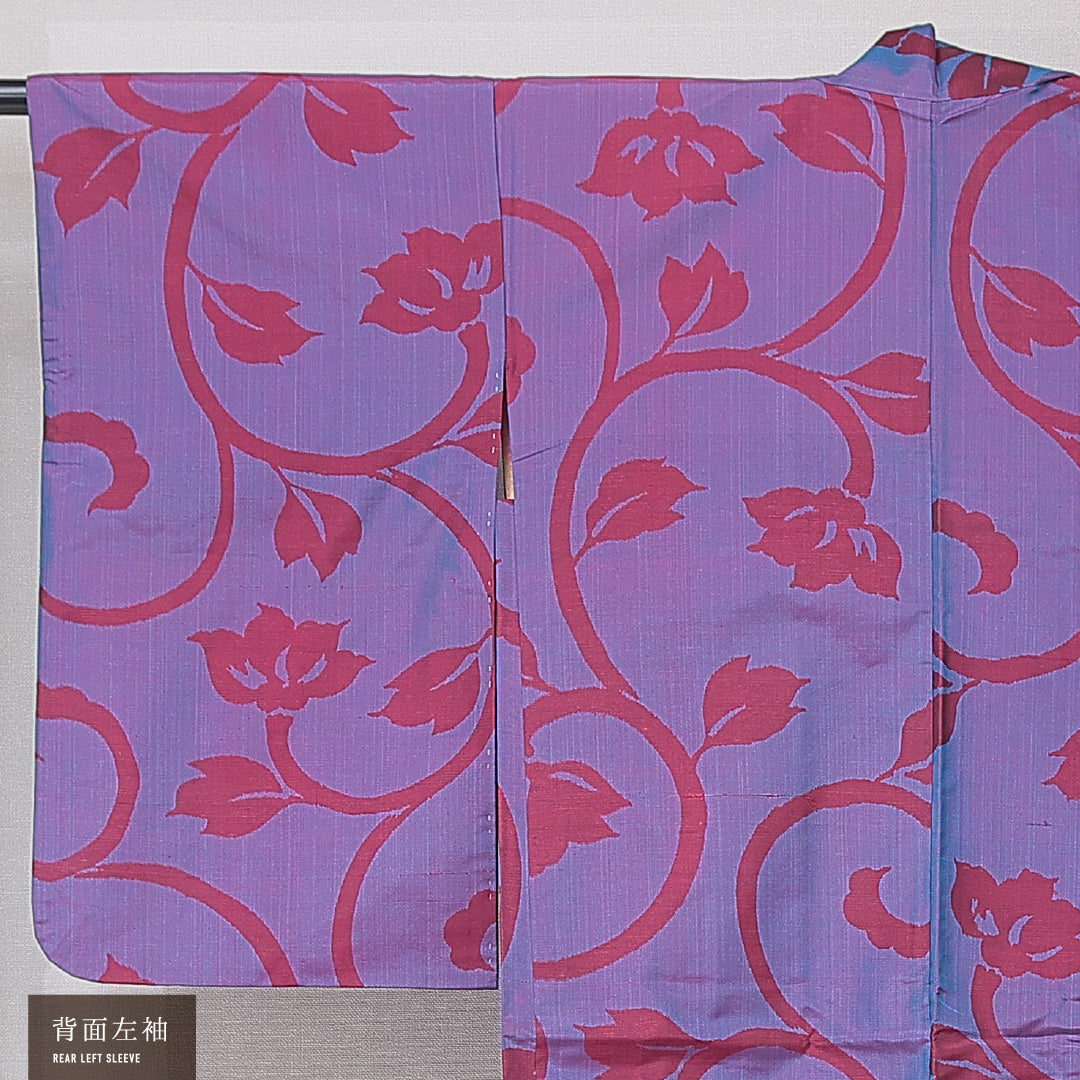 アンティーク 羽織 (銘仙) 袷 身丈97cm 裄丈62cm 正絹 Aランク バチ衿 Sサイズ 唐華 紫系 RP 1232-15176