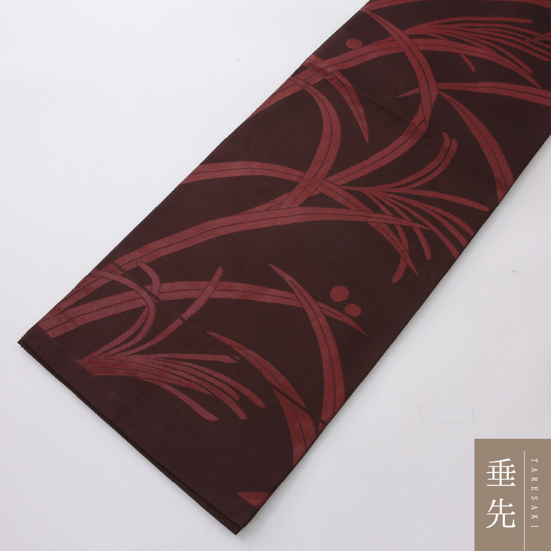 袋帯 帯丈428cm 正絹 六通 帯芯なし インフォーマル 北山錦 露芝草 赤系 茶系 1243-02235