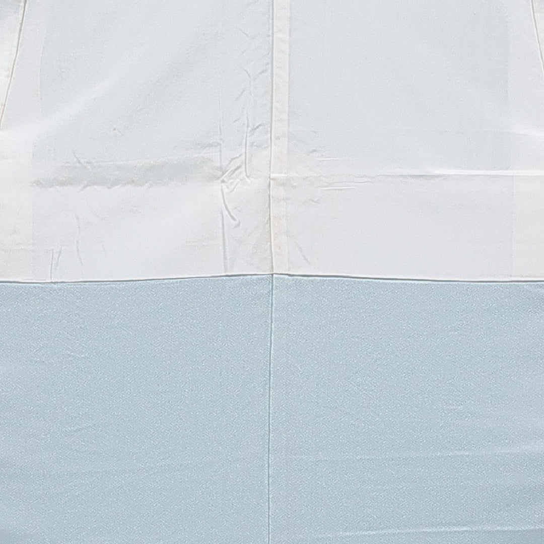 付下げ 袷 身丈150cm 裄丈62cm 正絹 Sランク 一つ紋 セミフォーマル 広衿 Sサイズ 刺繍 汕頭刺繍 松皮菱 花柄 水色系 M4 1218-15911