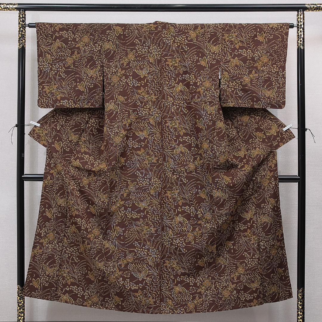 リサイクル・中古 紬】 単衣 身丈150cm 裄丈63cm 正絹 Sランク