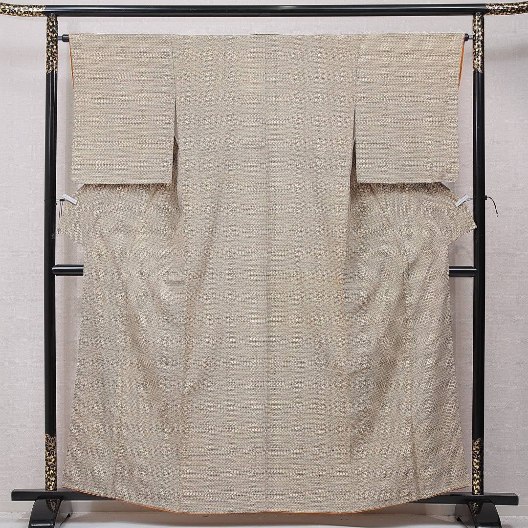 小紋 袷 身丈161cm 裄丈64cm 正絹 Sランク インフォーマル 広衿 Lサイズ 亀甲 多色系 RP 1221-15891