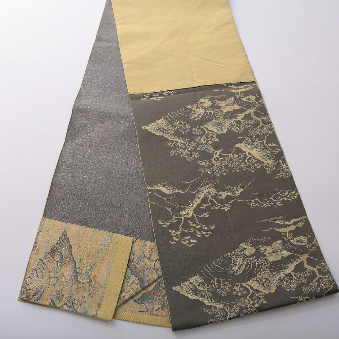 八寸名古屋帯 Aランク 帯丈371cm 正絹 六通 松葉仕立て 帯芯なし 織り インフォーマル 茶屋辻 多色系 RP 1245-03540