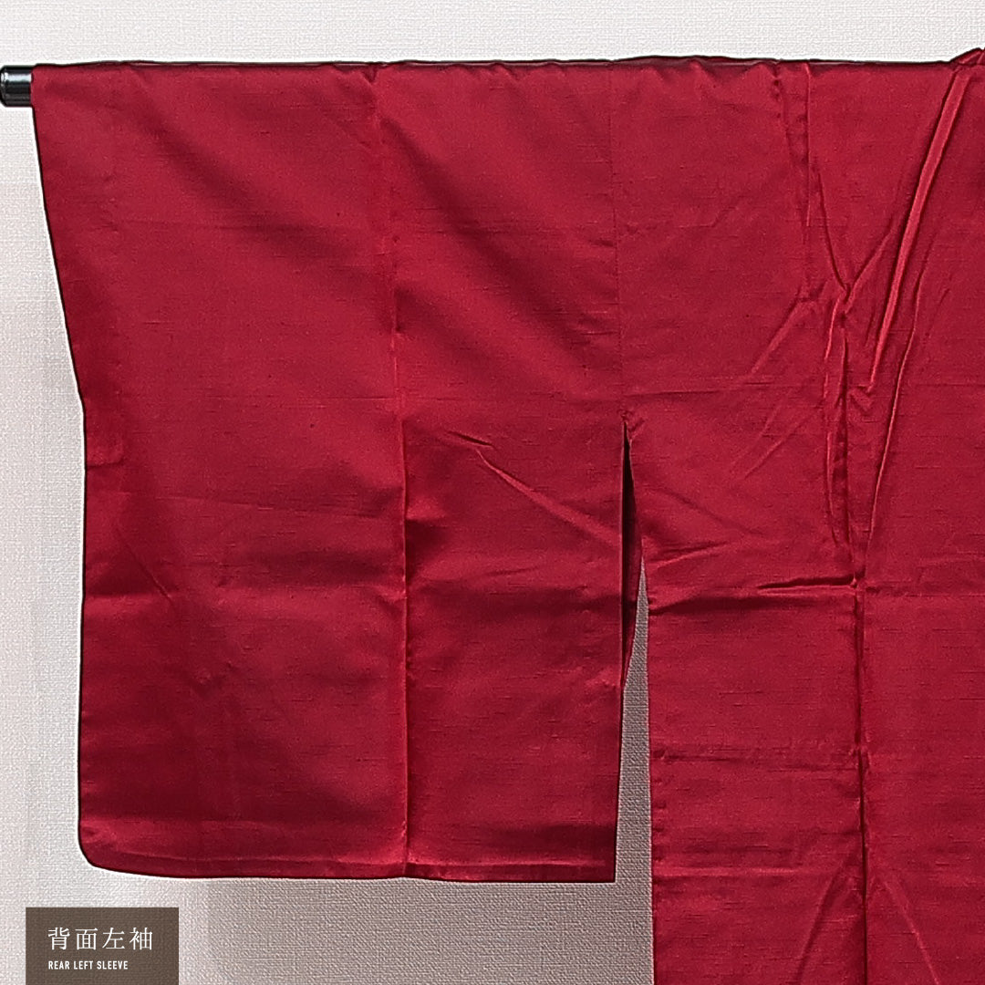 道行コート 袷 身丈133cm 裄丈65cm 正絹 Sランク カジュアル Mサイズ 無地 赤系 RP 1237-15280