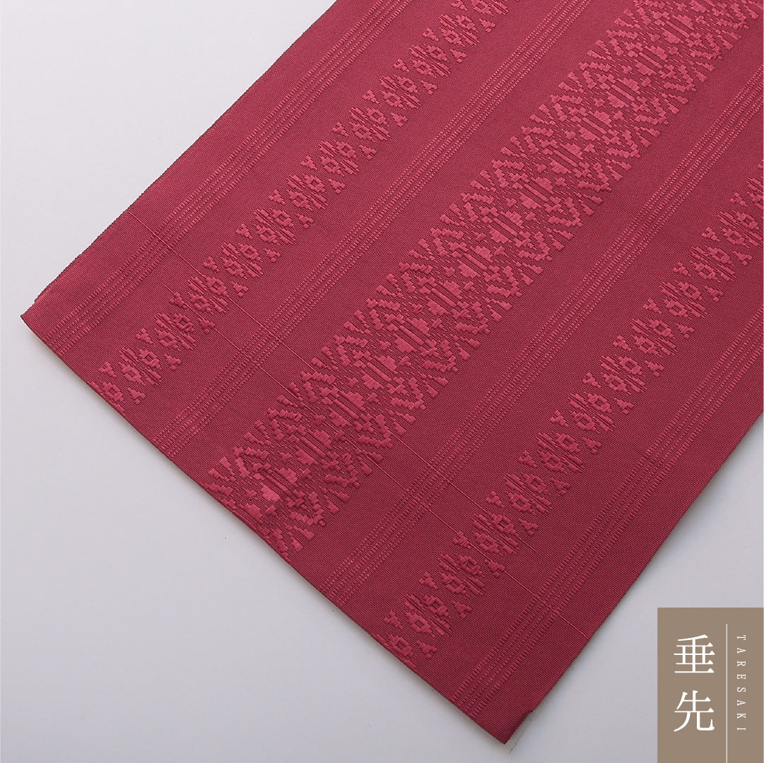 八寸名古屋帯 帯丈350cm セミフォーマル 開き仕立て 全通 帯芯なし Sランク 正絹 献上柄 紫系 赤系 1224-03496