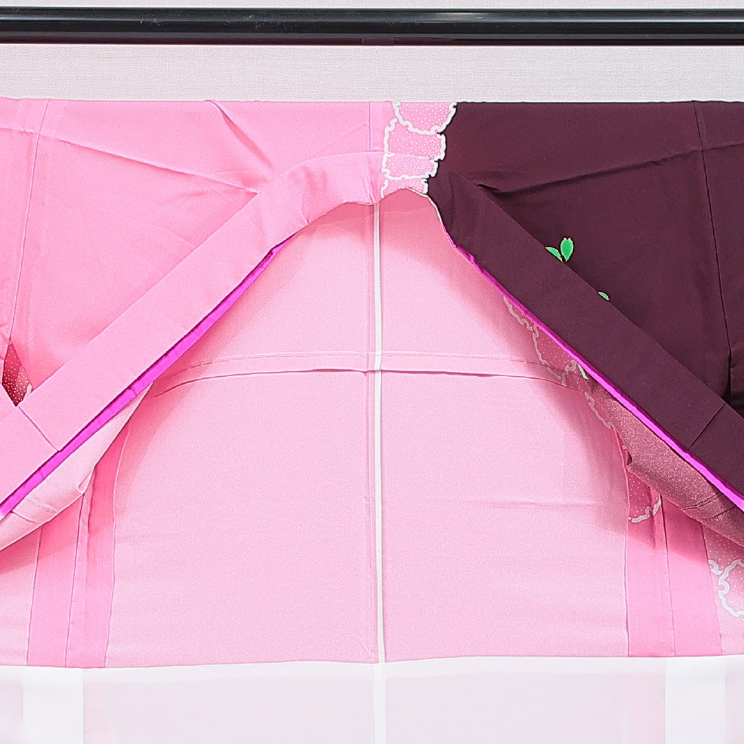 付下げ 洗える着物 単衣 身丈161cm 裄丈68cm ポリエステル Aランク Lサイズ バチ衿 インフォーマル 雪輪 桜 ピンク系 1261-16283