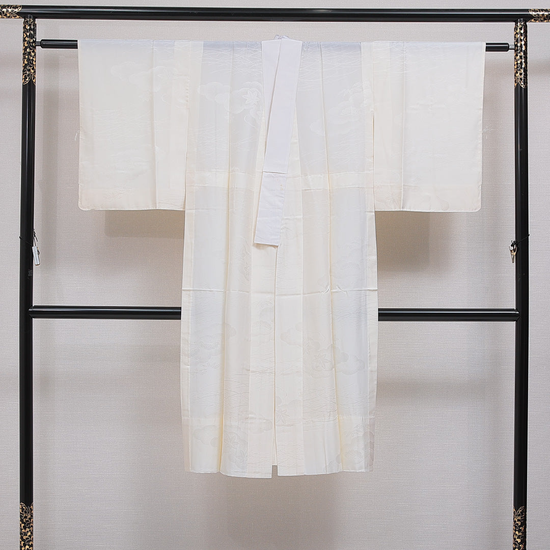 長襦袢 無双袖 身丈123cm 裄丈60cm 正絹 Sランク Sサイズ 居敷当て 古典柄 ベージュ系 RP 1239-16597