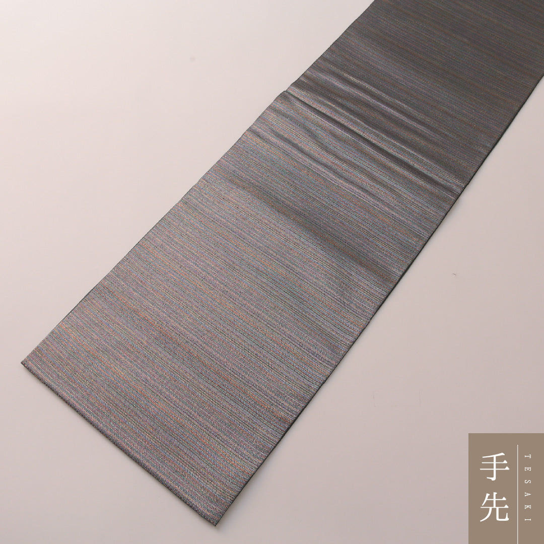 袋帯 帯丈440cm 正絹 ポイント柄 セミフォーマル 雲 組紐 グレー系 銀系 1243-01912