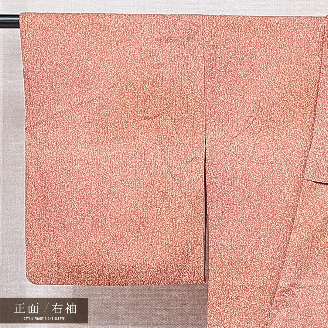 小紋 袷 身丈154cm 裄丈64cm 正絹 Sランク インフォーマル 広衿 Sサイズ 創作柄 ピンク系 RP 1221-15335