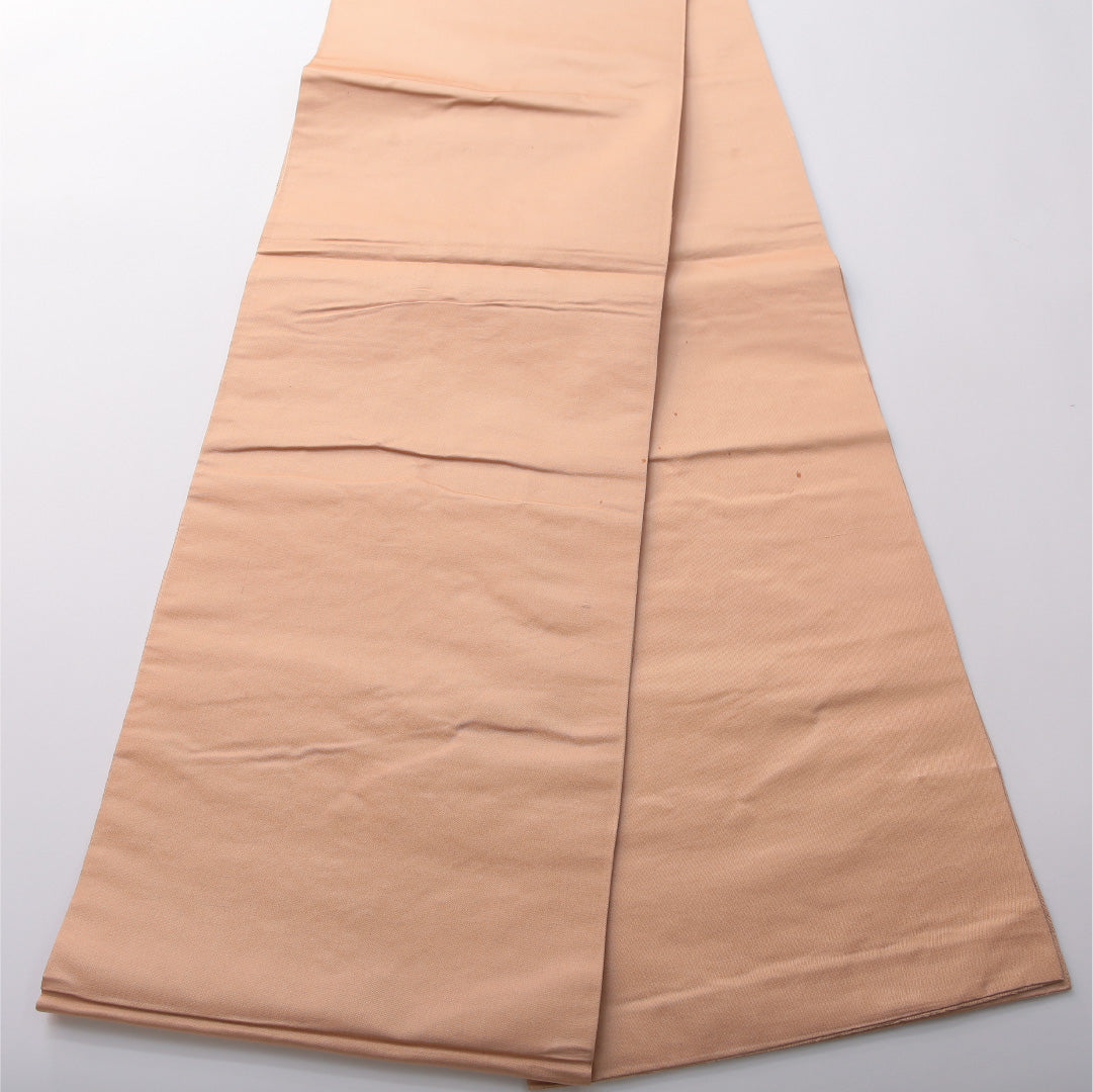 九寸名古屋帯 帯丈426cm カジュアル 開き仕立て 六通 Cランク 正絹 菊 ベージュ系 1224-03470
