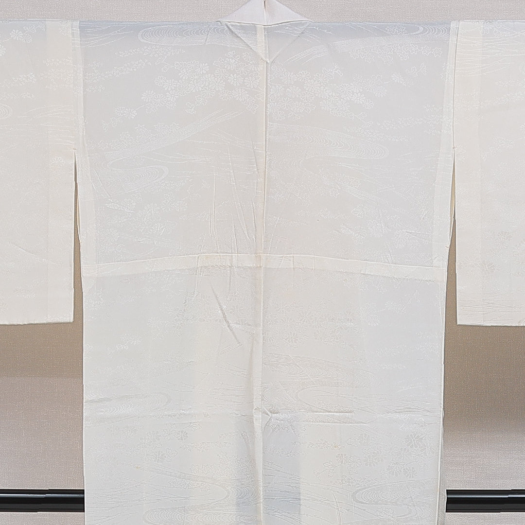 長襦袢 無双袖 身丈126cm 裄丈63cm 正絹 Cランク Mサイズ 流水 クリーム系 LP 1239-16504