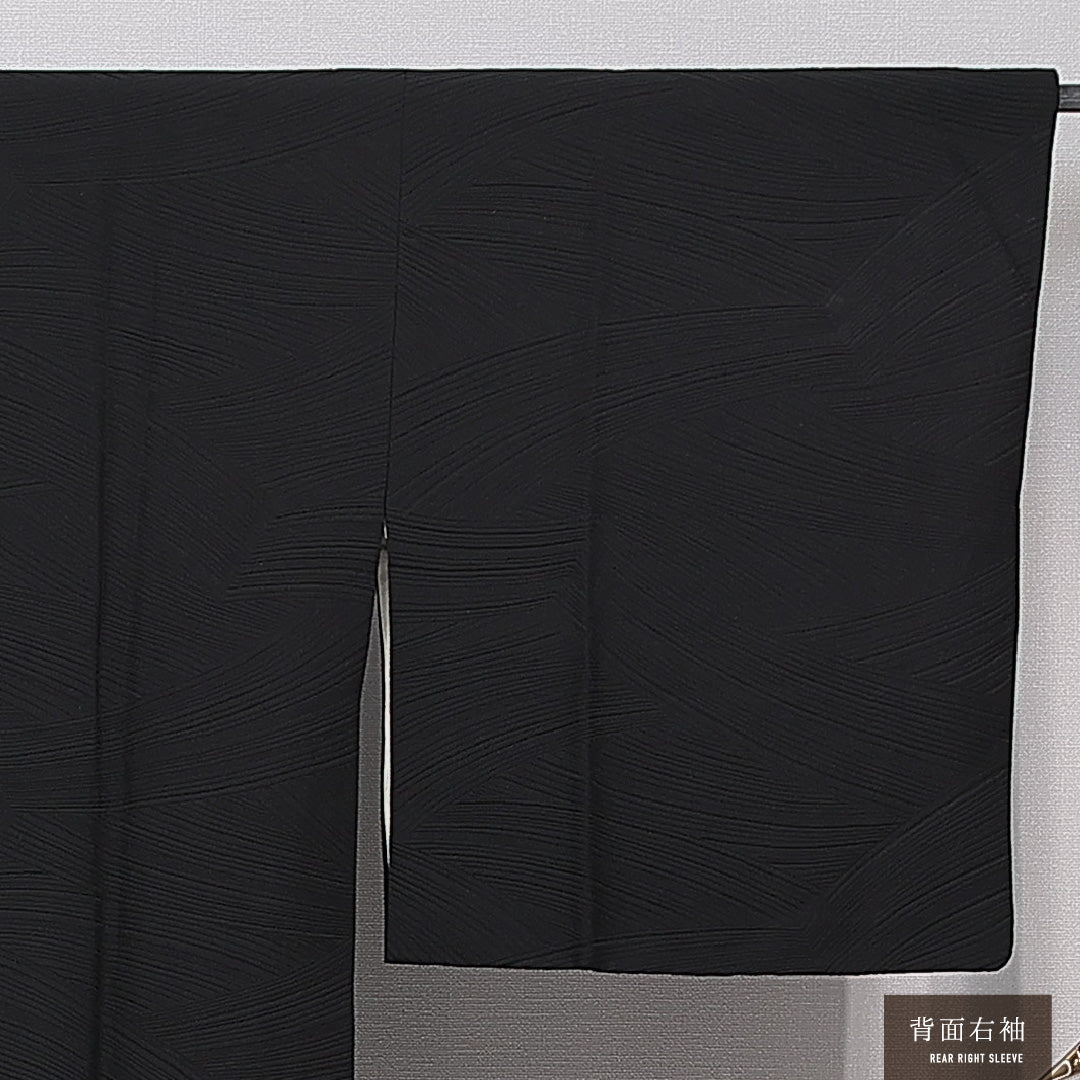 道行コート 袷 身丈95cm 裄丈63cm 正絹 Aランク セミフォーマル Sサイズ ポケットあり 無地 黒系 RP 1237-15456