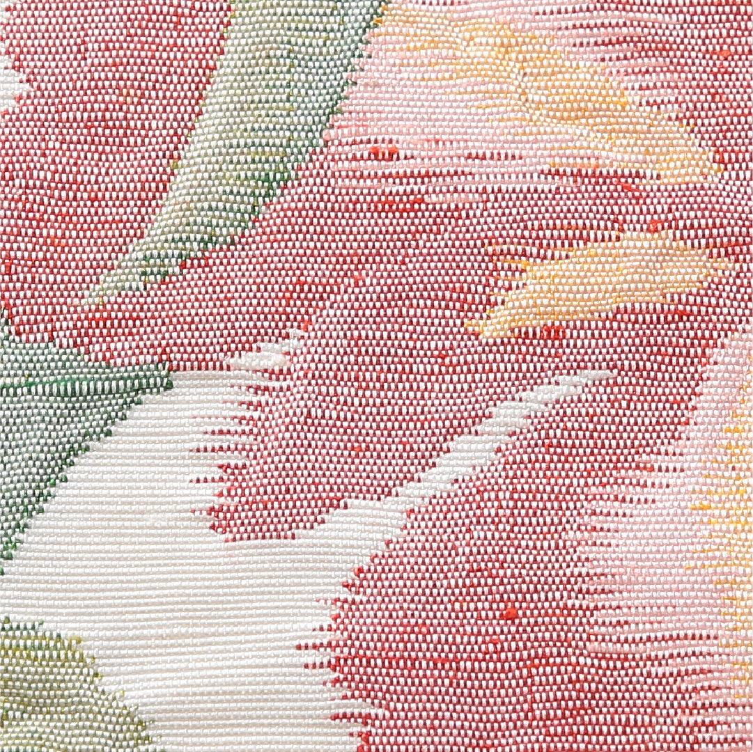 八寸名古屋帯(紬) 帯丈366cm カジュアル 松葉仕立て 六通 Aランク 正絹 花柄 クリーム系 1224-03909