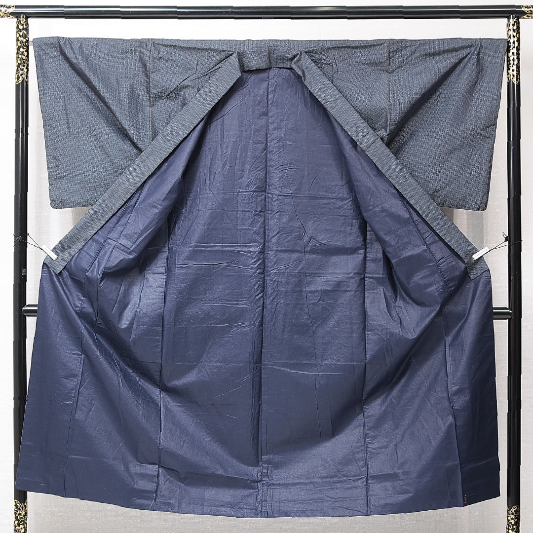 男着物 袷 身丈142cm 裄丈66cm 正絹 Aランク Mサイズ 棒衿 カジュアル 創作柄 茶系 1219-15238