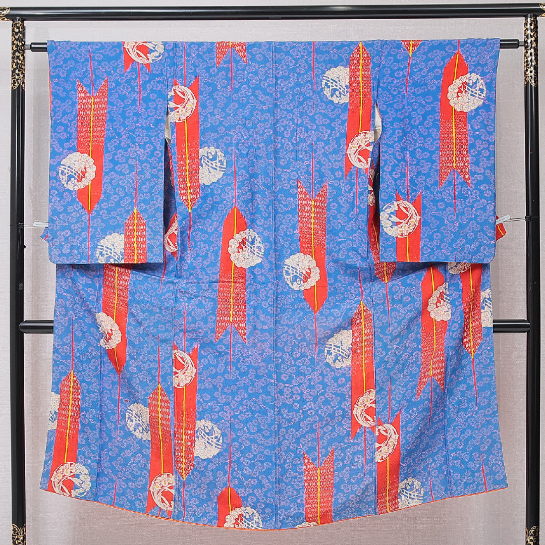 4k2105 振袖　正絹　袷　琴　藤　橙色　赤　金色　白　紫　緑　青　黒　花柄 4k2105 振袖 正絹 袷 琴 藤 橙色 赤 金色 白 紫 緑 青 黒 花柄