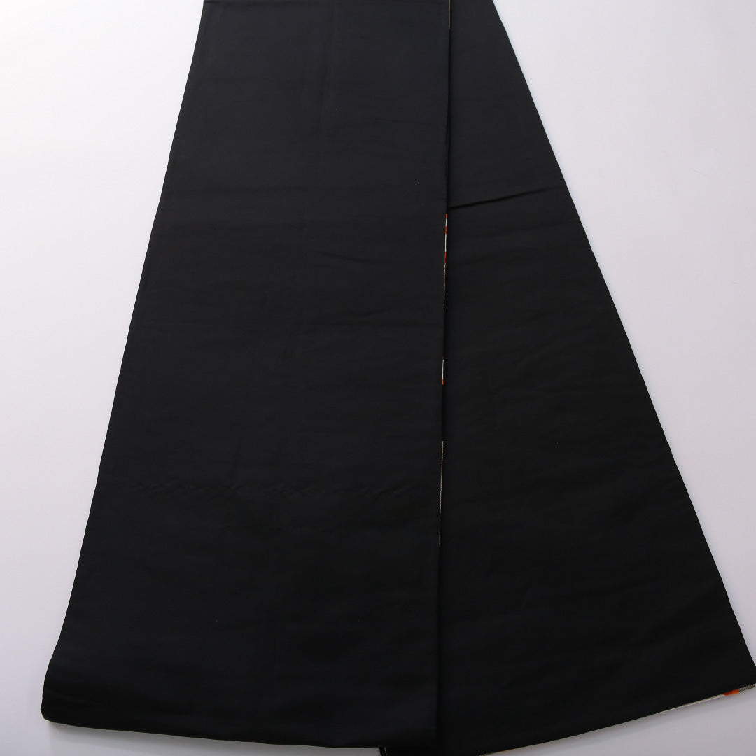 袋帯 帯丈428cm 正絹 六通 フォーマル 扇面文 七宝 吉祥文様 黒系 1243-02055