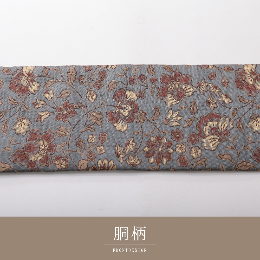アンティーク 九寸名古屋帯 Dランク 帯丈342cm 正絹 全通 名古屋仕立て 織り 唐草華文 グレー系 RP 1245-03761