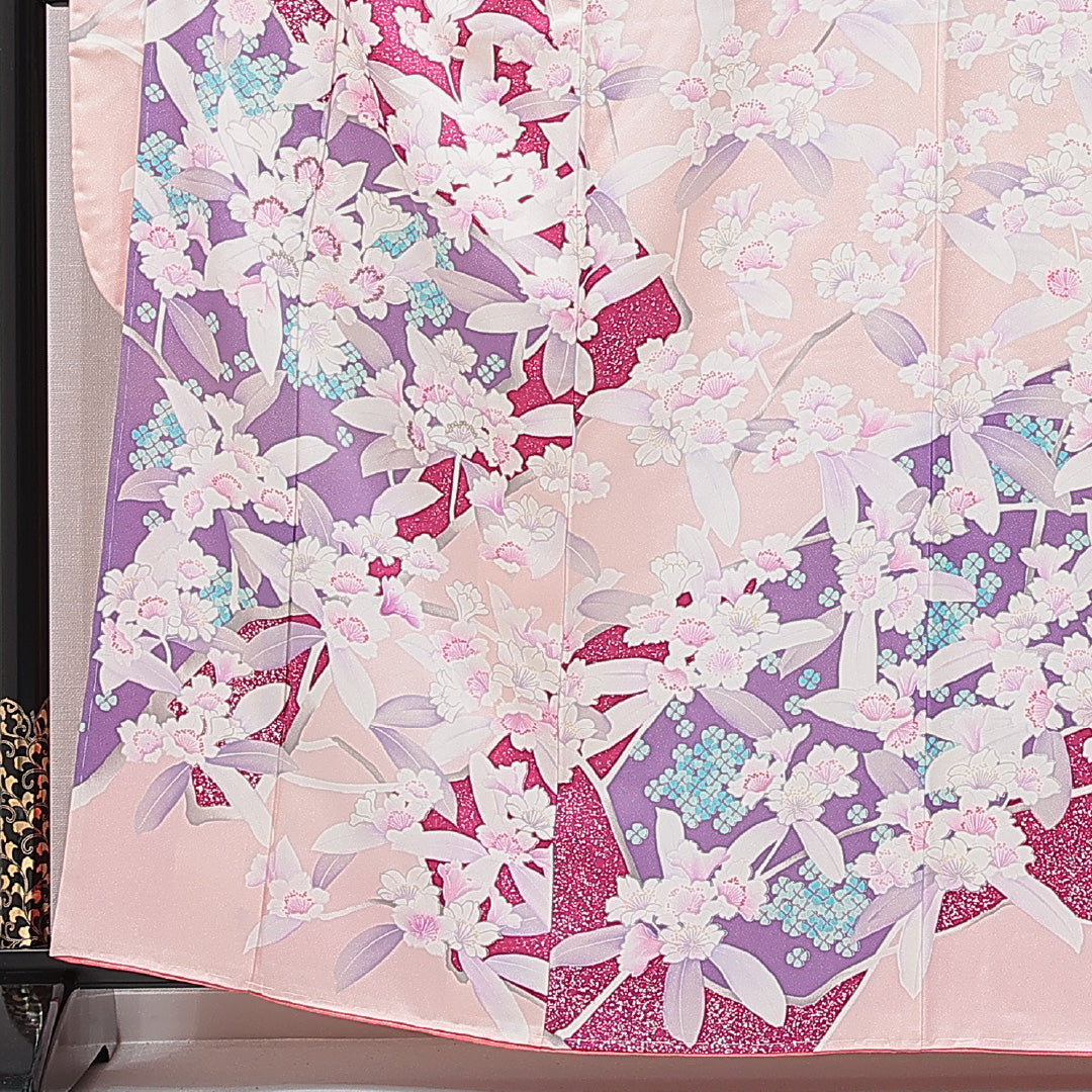 振袖 袷 身丈163cm 裄丈65cm フォーマル Aランク Lサイズ 正絹 広衿 桜 1213-F0731