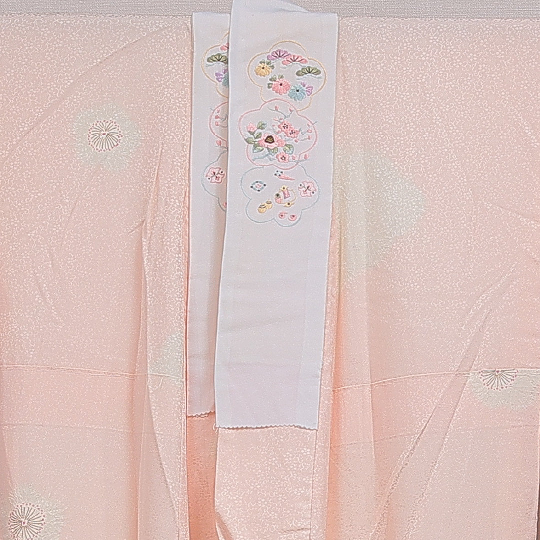 長襦袢 無双袖 身丈136cm 裄丈67cm 正絹 Aランク 2XLサイズ 花柄 ピンク系 RP 1239-16630