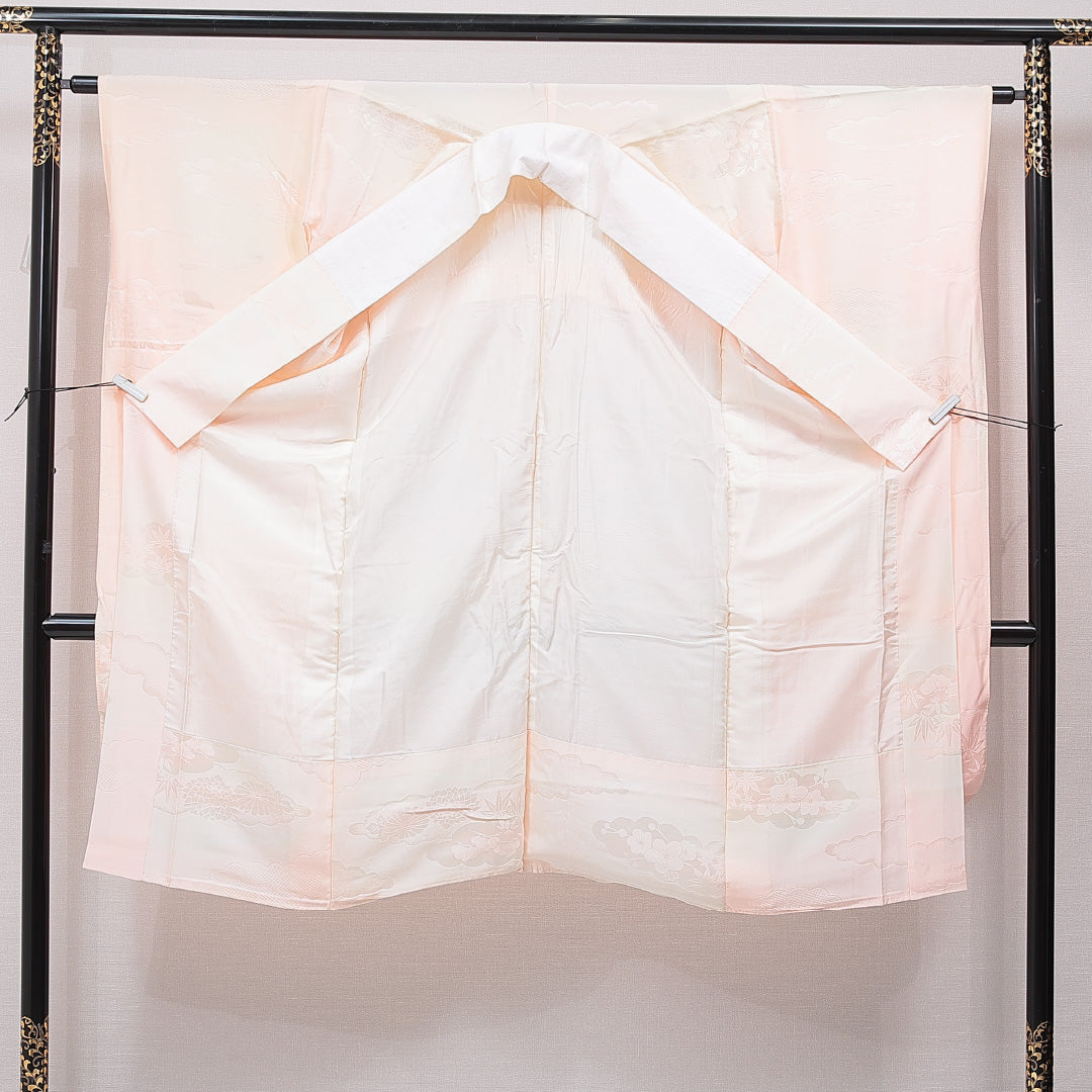 振袖用 長襦袢 無双袖 身丈123cm 裄丈62cm 正絹 Bランク Sサイズ 梅 ピンク系 RP 1240-15388