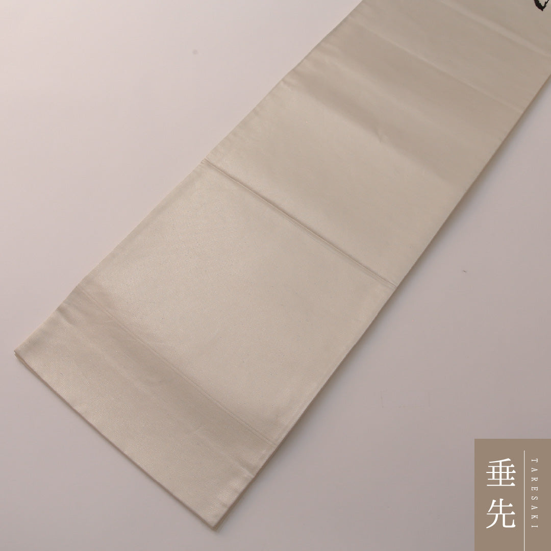 袋帯 帯丈432cm セミフォーマル ポイント柄 Aランク 正絹 染め帯 牡丹 クリーム系 赤系 1223-01903