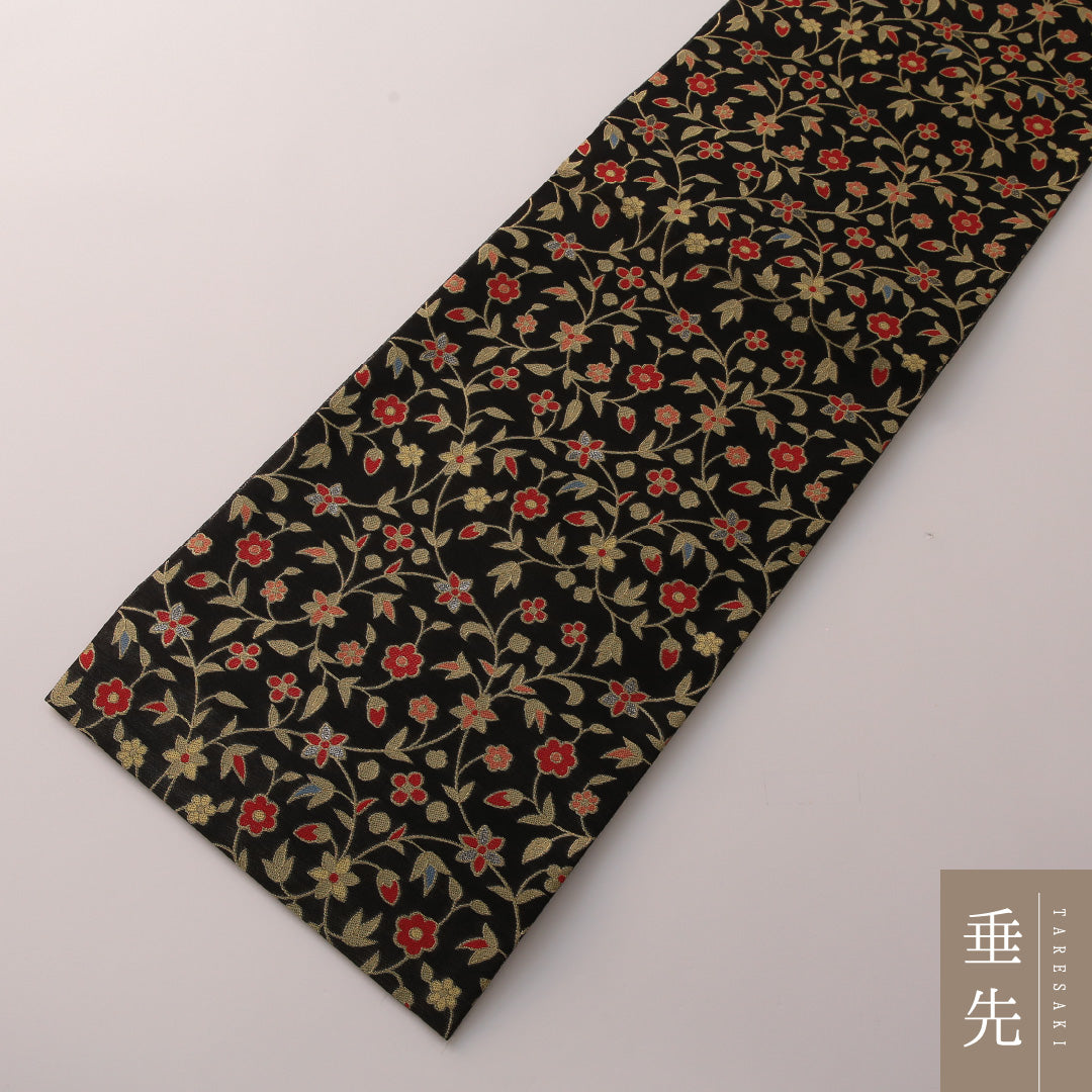 袋帯 帯丈440cm フォーマル 六通 Sランク 正絹 唐草 黒系 金系 1223-01897