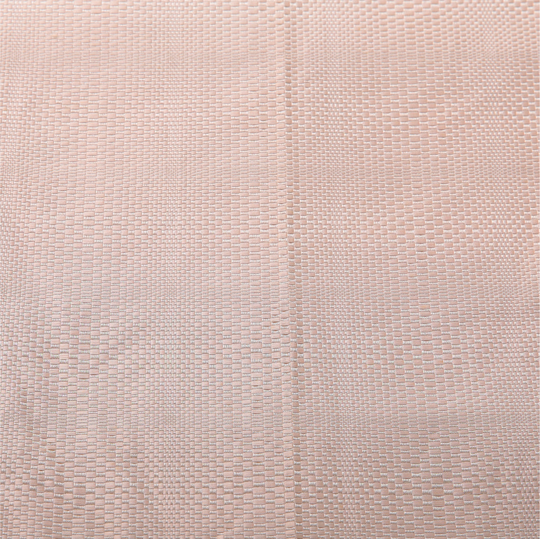 九寸名古屋帯 帯丈374cm カジュアル 開き仕立て 全通 リバーシブル Cランク 正絹 幾何学柄 クリーム系 1224-03402