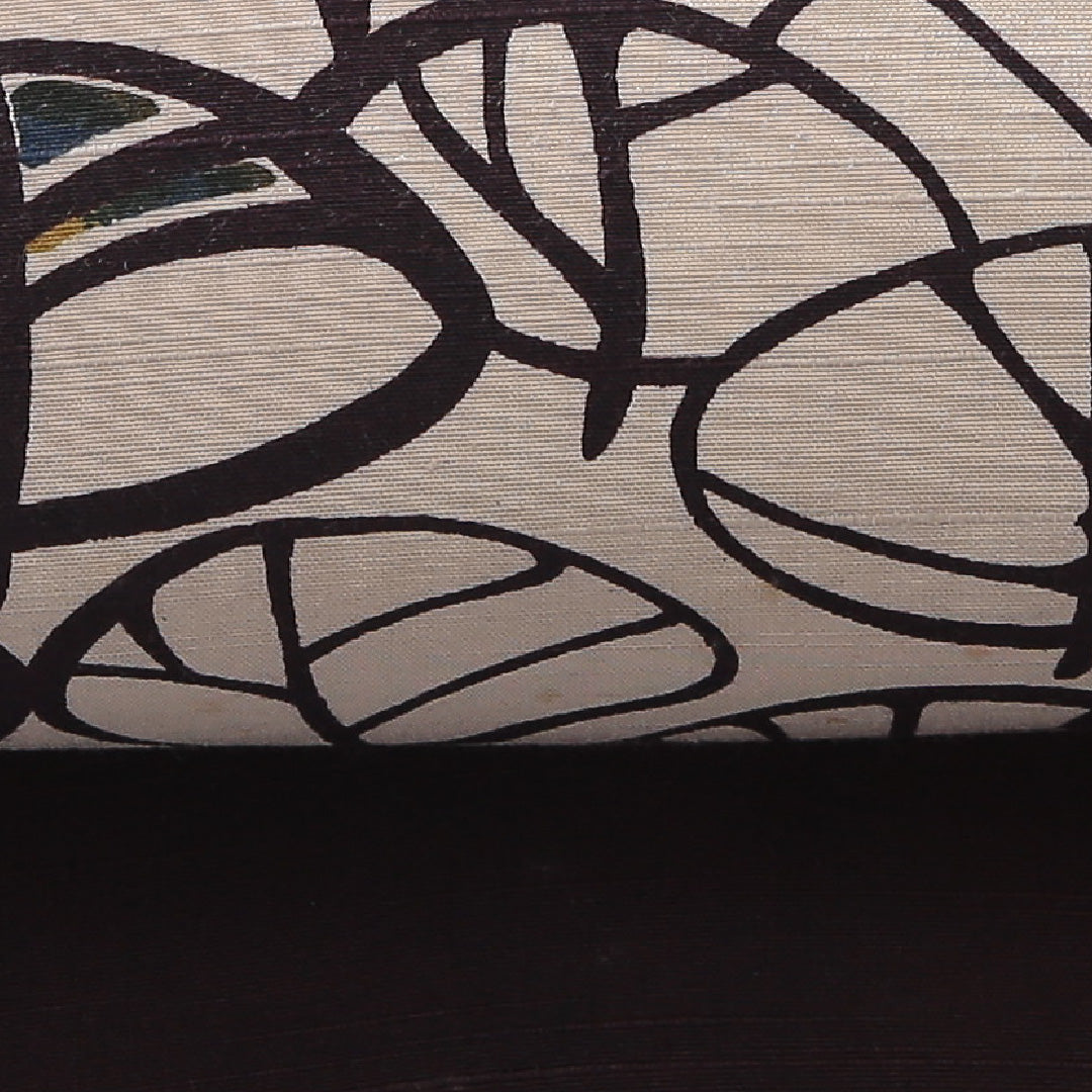 九寸名古屋帯(紬) 帯丈395cm カジュアル 名古屋仕立て 全通 Cランク 正絹 染め帯 後染め 創作柄 クリーム系 1224-03919