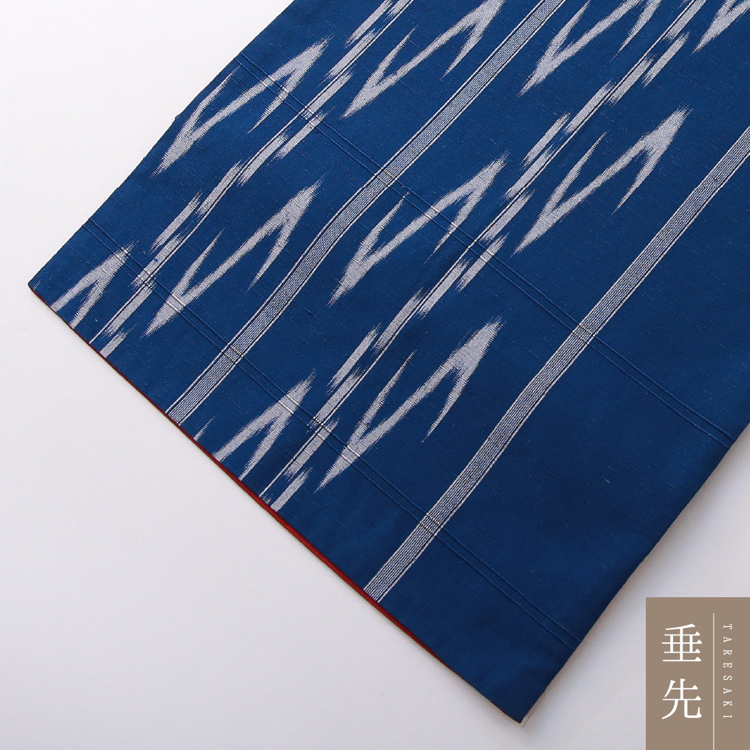 袋帯(紬) 帯丈440cm 正絹 全通 カジュアル 創作柄 青系 1243-02123