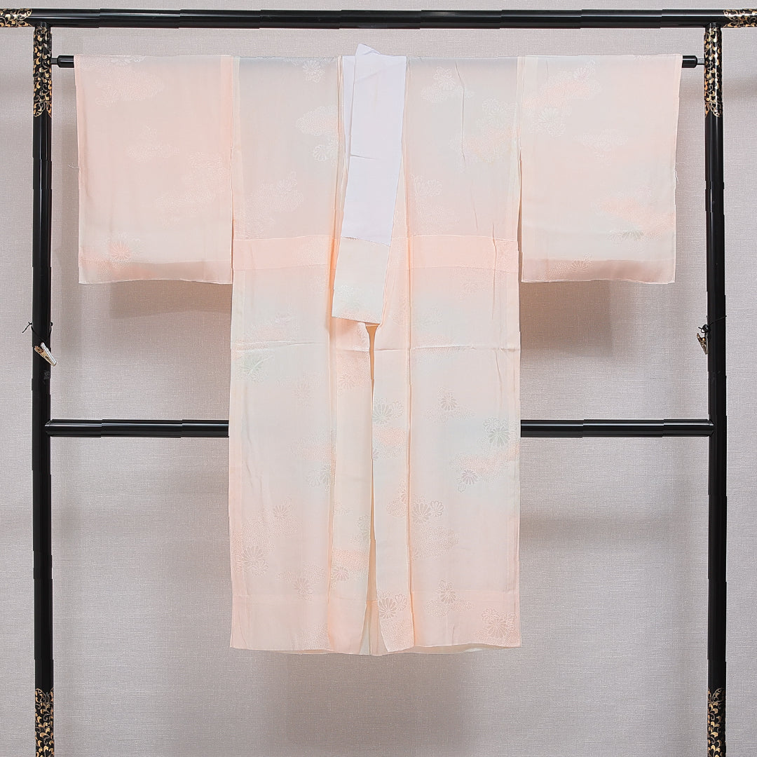 長襦袢 無双袖 身丈125cm 裄丈65cm 正絹 Bランク Mサイズ 菊 ピンク系 HP 1239-16564