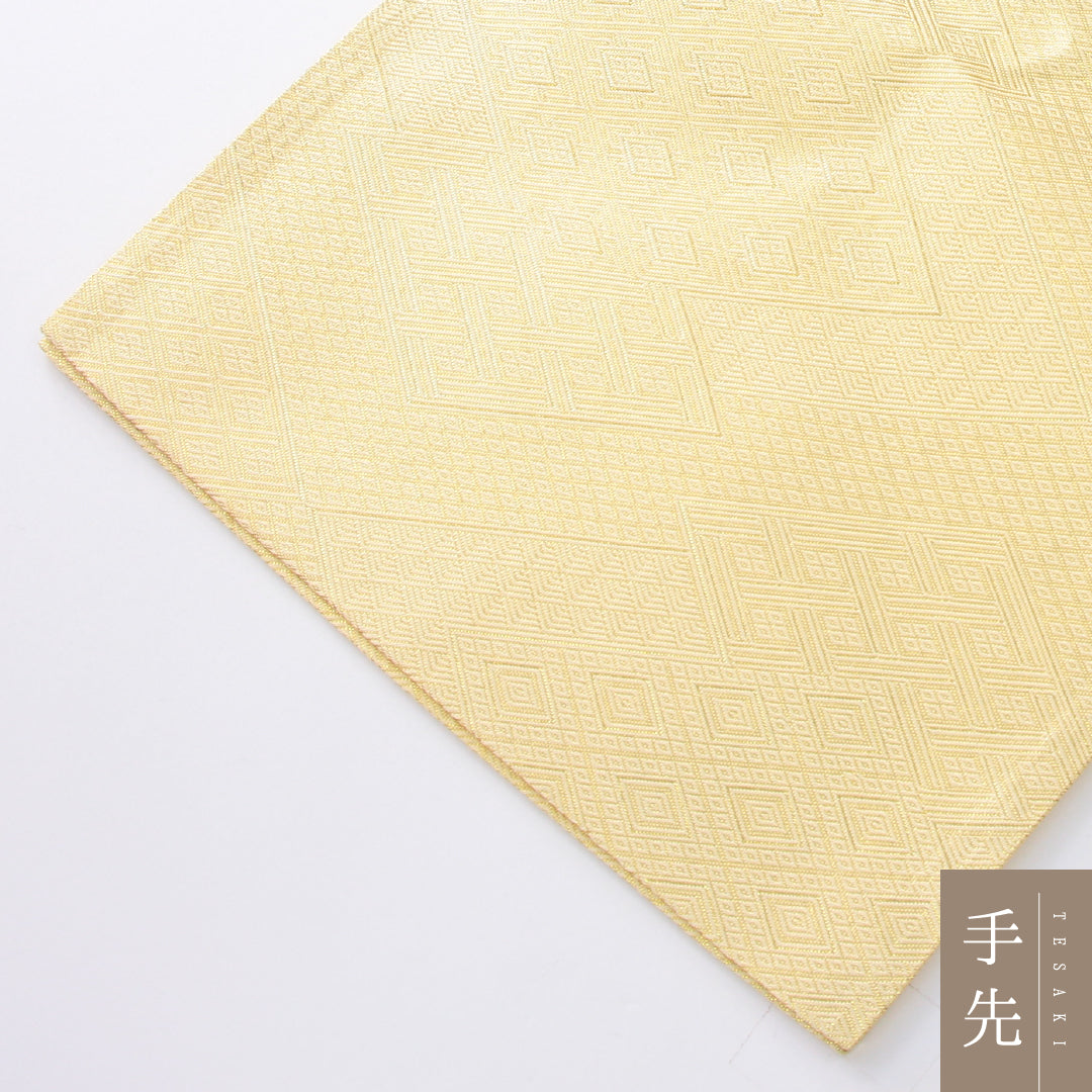 袋帯 帯丈440cm 正絹 全通 フォーマル 本場筑前博多織 菱つなぎ ガード加工 証紙 金系 1243-02175