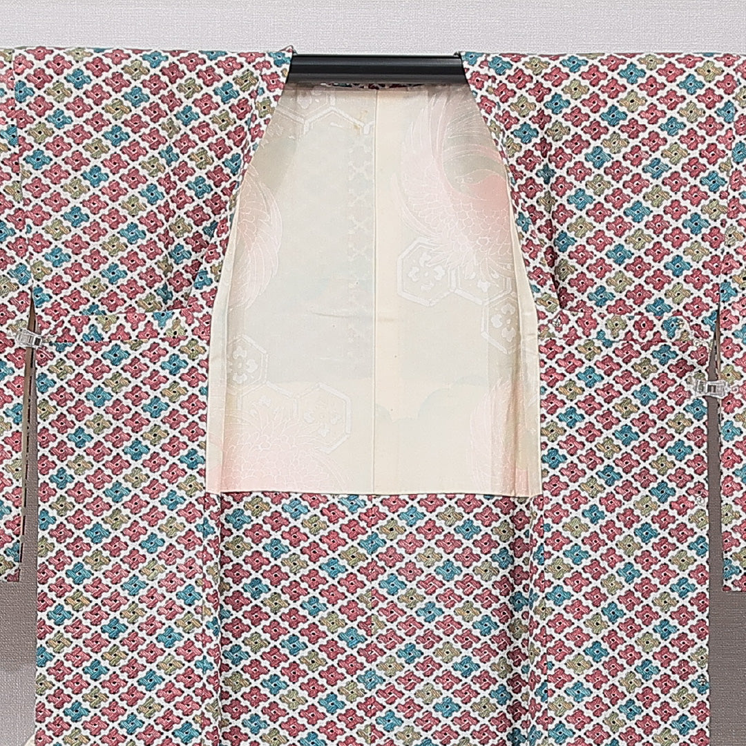 道行コート 袷 身丈92cm 裄丈61cm 正絹 Aランク カジュアル Sサイズ 菱 多色系 HP 1237-15463