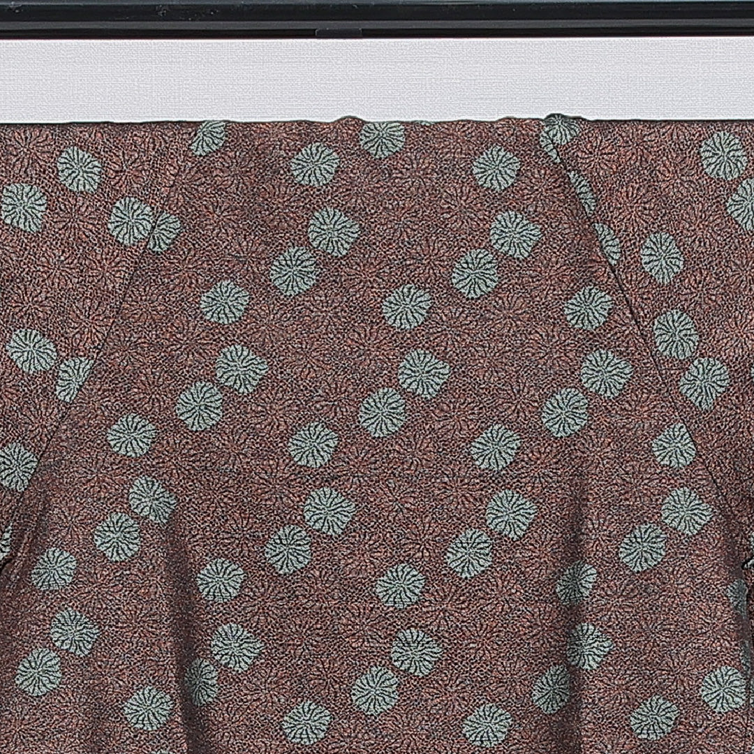 道中着(紬) 袷 身丈70cm 裄丈63cm 正絹 Sランク Sサイズ カジュアル 創作柄 茶系 1264-16152