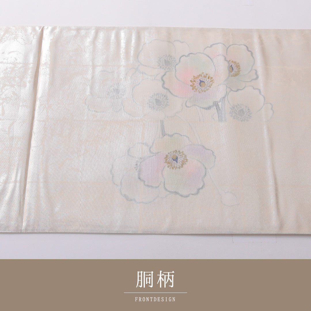 袋帯 帯丈450cm 正絹 ポイント柄 染め帯 セミフォーマル 綴れ織 芙蓉 銀系 1243-02021
