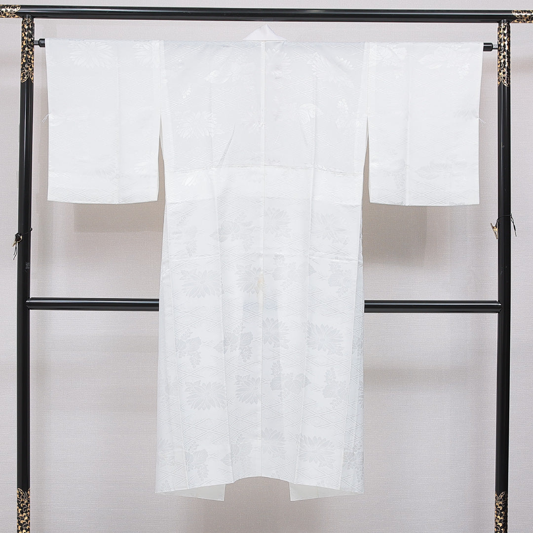 長襦袢 洗える着物 無双袖 身丈132cm 裄丈64cm ポリエステル Bランク XLサイズ 吉祥文様 白系 1229-16707