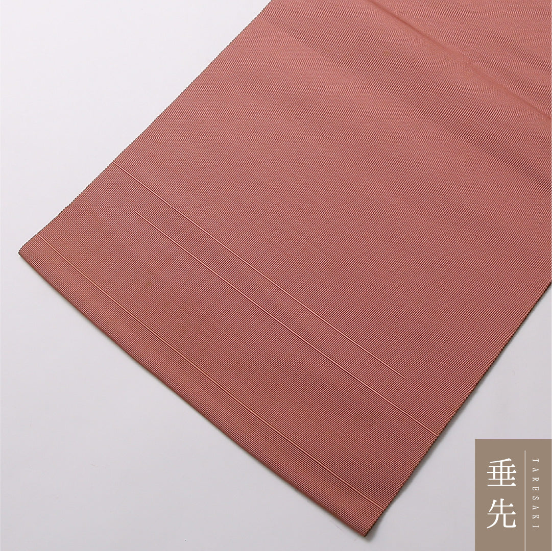 八寸名古屋帯 帯丈348cm カジュアル 開き仕立て 全通 Cランク 正絹 無地 ピンク系 1224-02891