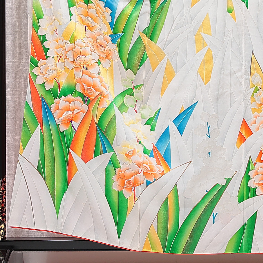 振袖 袷 身丈158cm 裄丈63cm フォーマル Cランク Mサイズ 正絹 広衿 牡丹 1213-F0757