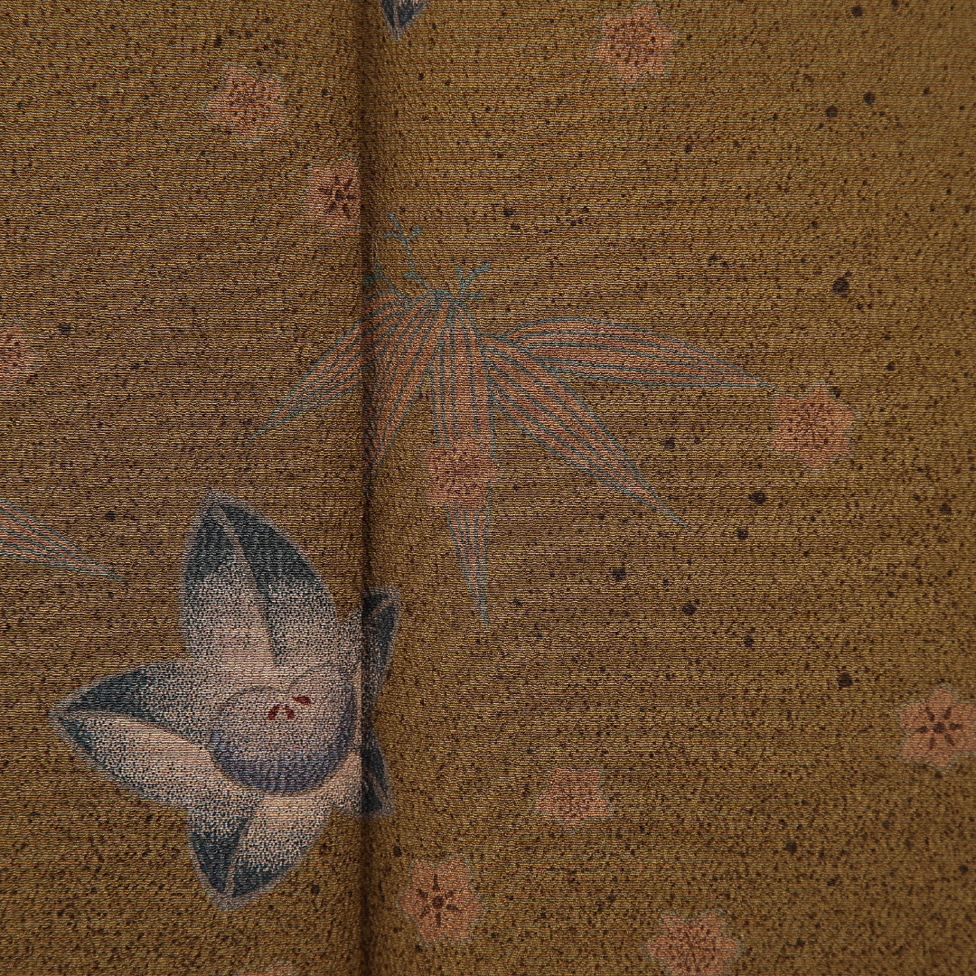 付下げ 洗える着物 袷 身丈165cm 裄丈66cm ポリエステル Sランク XLサイズ 広衿 インフォーマル 梅 笹 茶系 1261-15677