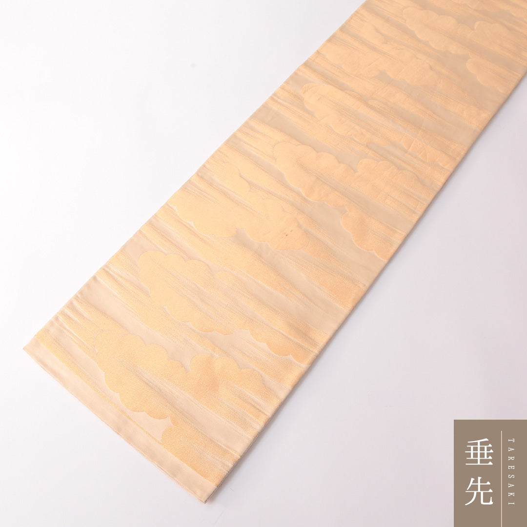 袋帯 帯丈420cm 正絹 全通 リバーシブル セミフォーマル 雲取り 金系 銀系 1243-01825