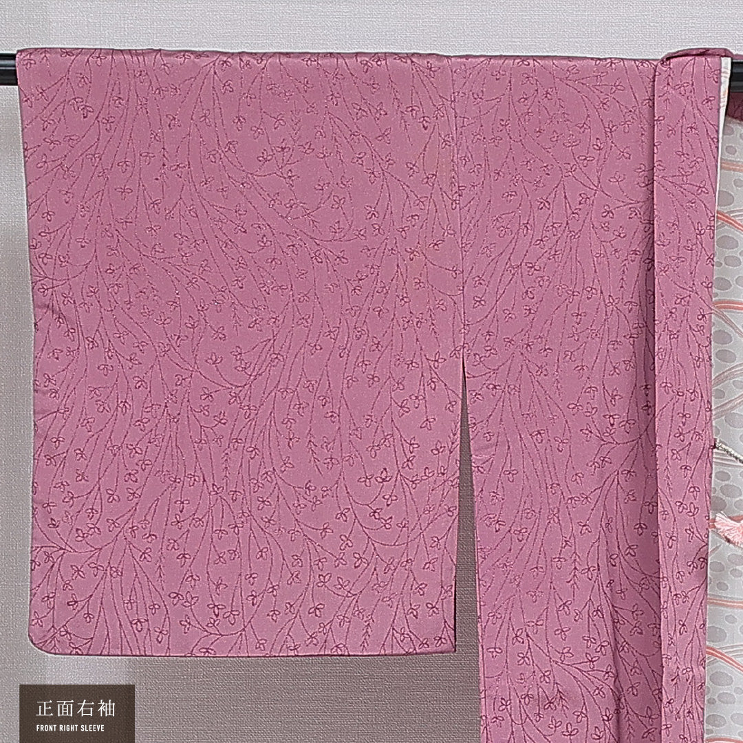 絵羽羽織 袷 身丈87cm 裄丈64cm 正絹 Bランク インフォーマル Mサイズ 紐あり 創作柄 ピンク系 RP 1234-16164