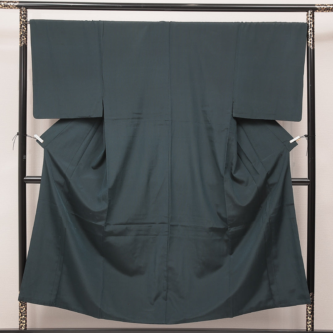 男着物 袷 身丈152cm 裄丈68cm 正絹 Dランク カジュアル 棒衿 XLサイズ 無地 シック 落ち着き 紺系 HP 1224-16898