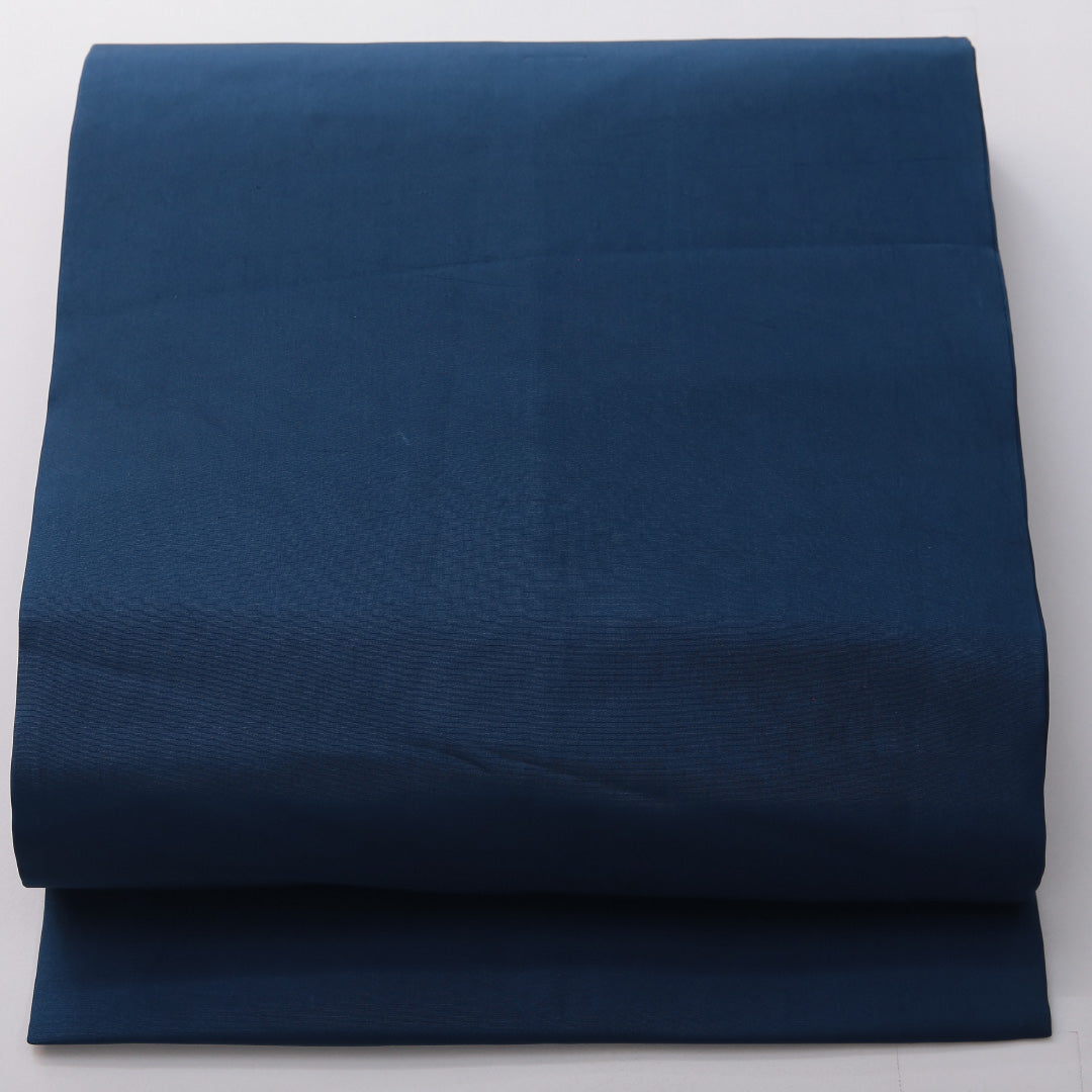 九寸名古屋帯 帯丈341cm カジュアル 名古屋仕立て 全通 Cランク 正絹 無地 青系 1224-03580