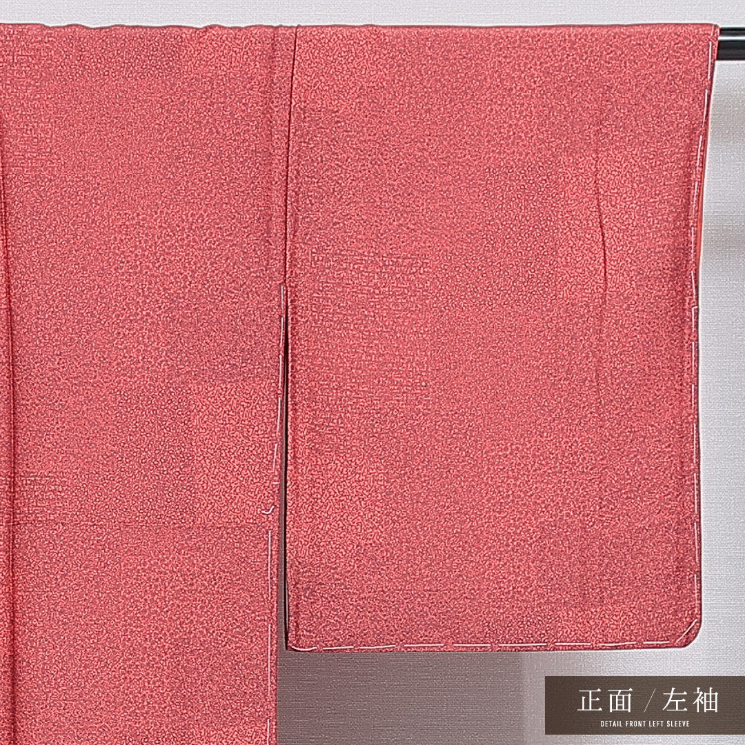 江戸小紋(寄せ柄) 洗える着物 袷 身丈160cm 裄丈65cm ポリエステル Sランク Lサイズ バチ衿 インフォーマル 落款 赤系 1262-16222