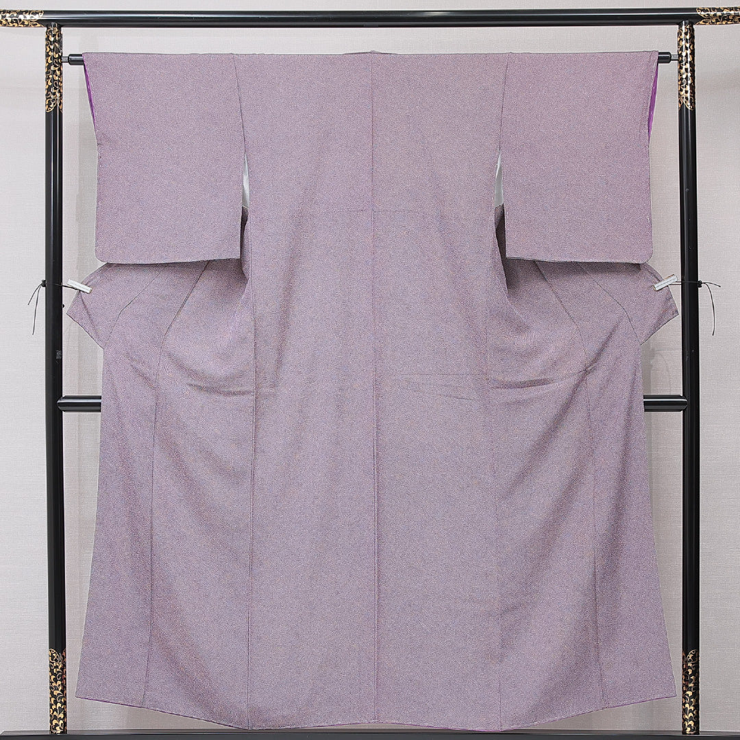 江戸小紋(鮫) 袷 身丈154cm 裄丈62cm 正絹 Sランク Sサイズ 広衿 インフォーマル 紫系 1262-15199