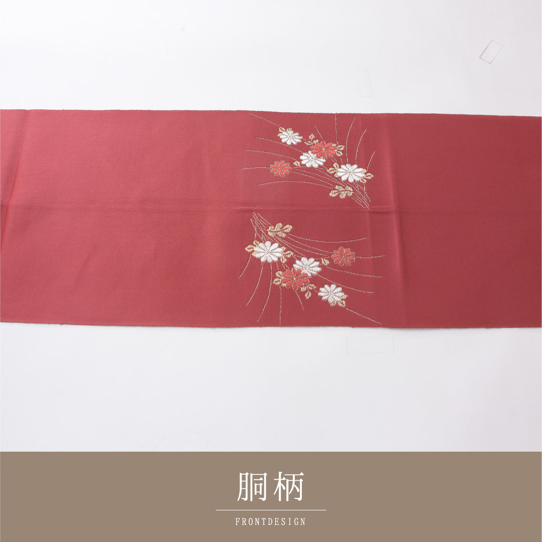 八寸名古屋帯 Aランク 帯丈348cm 正絹 ポイント柄 松葉仕立て 織り インフォーマル 秋草文 赤に近いピンク系 LP 1245-04058