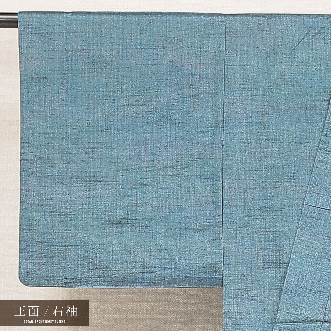 紬 胴抜き 身丈161cm 裄丈63cm 正絹 Sランク カジュアル バチ衿 Lサイズ 居敷当て 無地 青系 M4 1223-16910