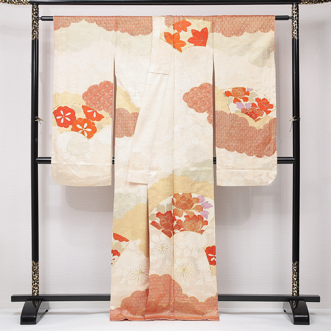 振袖 袷 身丈168cm 裄丈63cm フォーマル Cランク XLサイズ 正絹 広衿 牡丹 金駒刺繍 1213-F0671