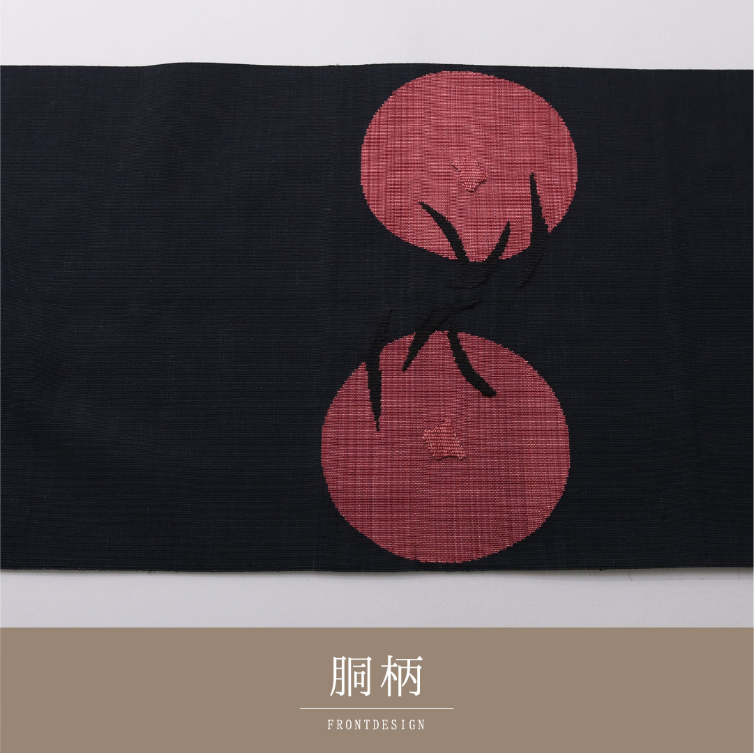 八寸名古屋帯 帯丈356cm カジュアル 松葉仕立て ポイント柄 帯芯なし Aランク 正絹 創作柄 紺系 1224-03509