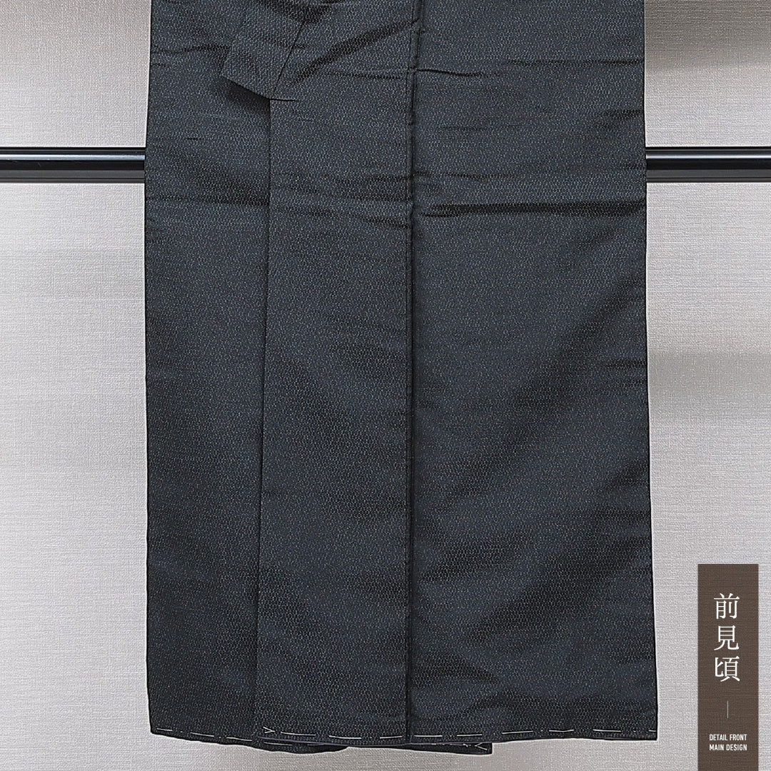 男着物 袷 身丈137cm 裄丈63cm 正絹 Sランク カジュアル 棒衿 Sサイズ 無地 黒系 RP 1224-15353