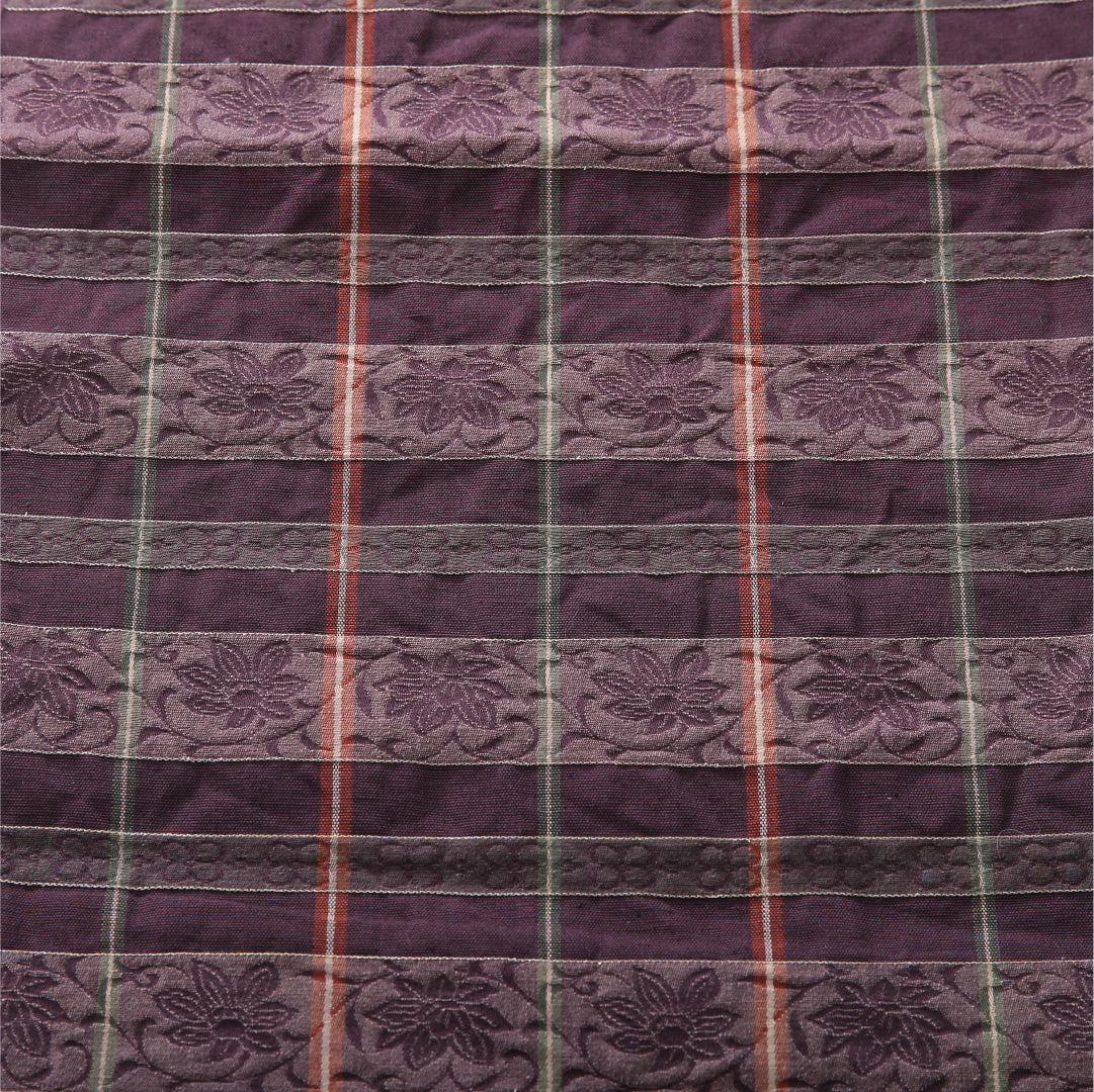 八寸名古屋帯 帯丈306cm カジュアル 開き仕立て 全通 Aランク 正絹 ふくれ織 唐華 紫系 1224-03921