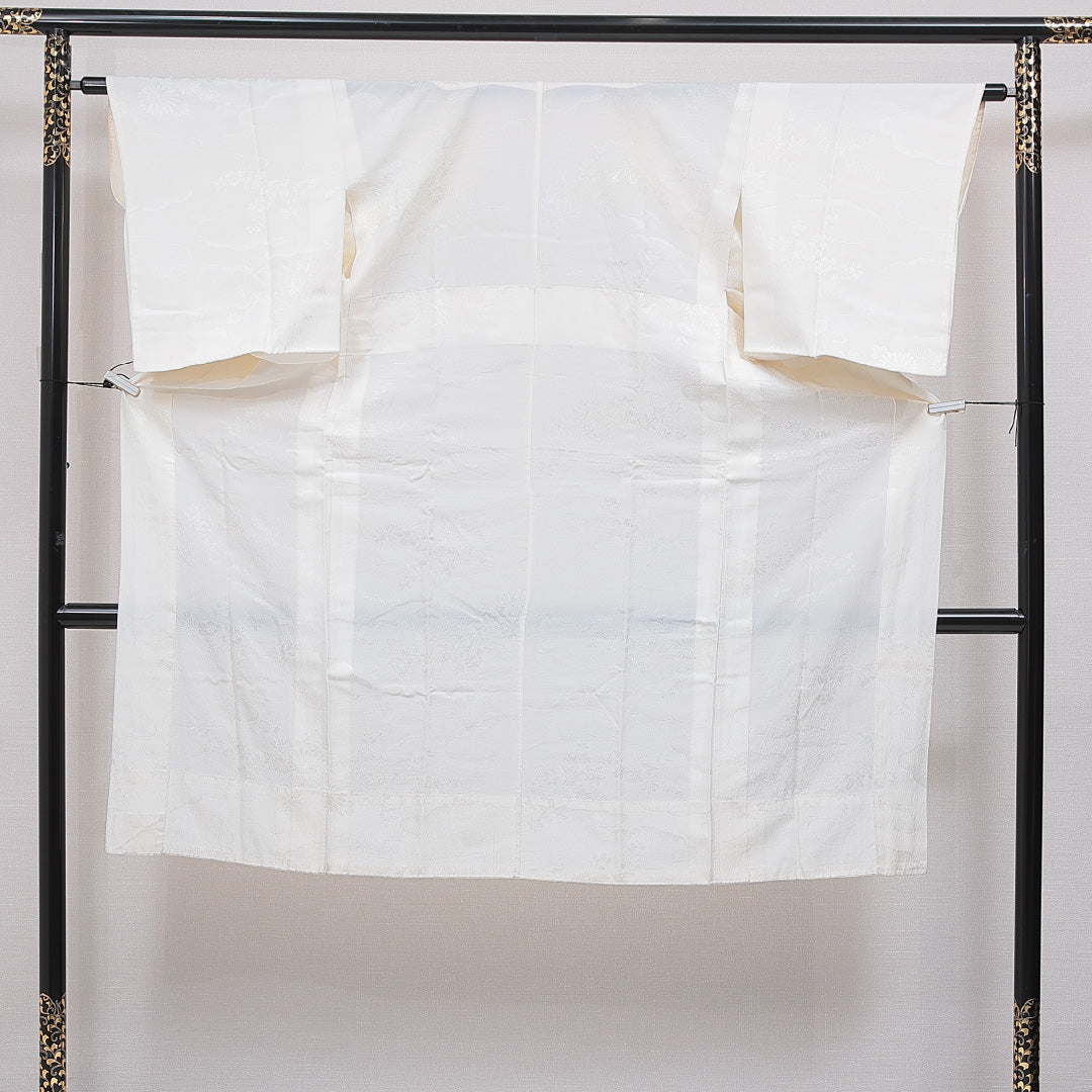 長襦袢 無双袖 身丈126cm 裄丈62cm 正絹 Cランク Mサイズ 古典柄 クリーム系 1229-16710